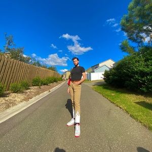 custom white flames old navy khaki pants!